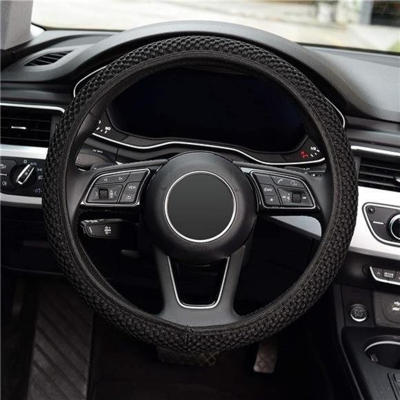 Elastic Stretch Steering Wheel Cover,Warm in Winter and Cool in Summer, Black - Picture 2 of 4
